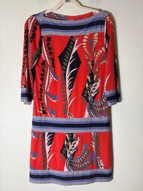 Ali Ra Red Retro Wide Neck 3/4 Sleeve Mini Dress Sz 4